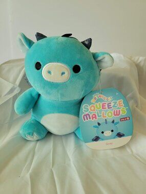 Squishmallows Squeezemallows Grey The Dragon Plush 8" Kellytoy NWT